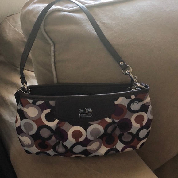 Multicolor (brown, purple, orange) coach clutch - Picture 3 of 3